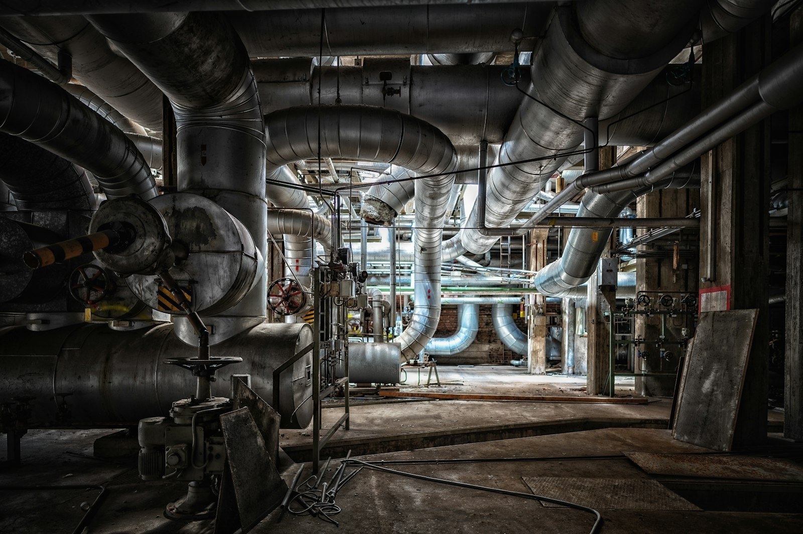 Industrial building with exposed pipes, representing commercial plumbing service in San Antonio TX